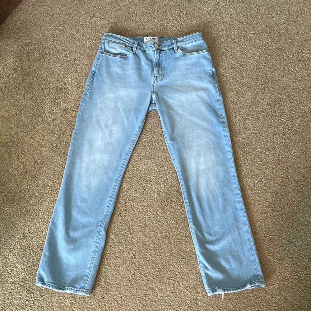 Frame Denim Pale Wash Straight Leg Jeans